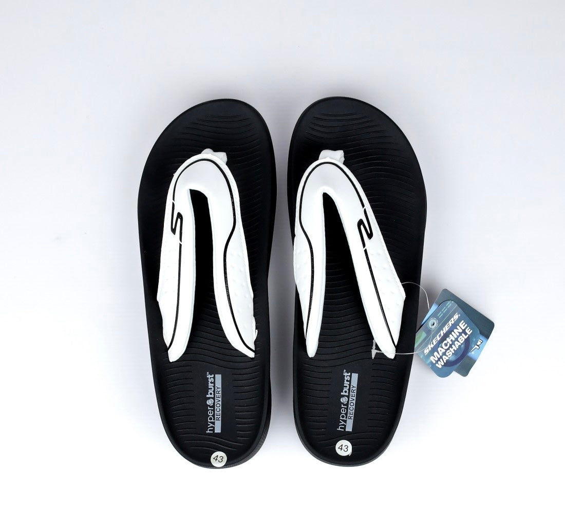 S07-Skechers Hyper Burst Flip Flop Black White
