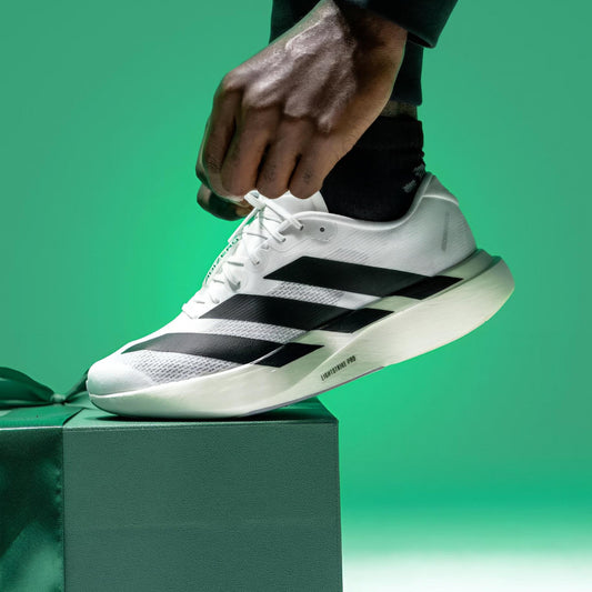 J010-ADIZERO EVOSL White EXTRA SOFT MEDICATED LIGHTWEIGHT SHOES.